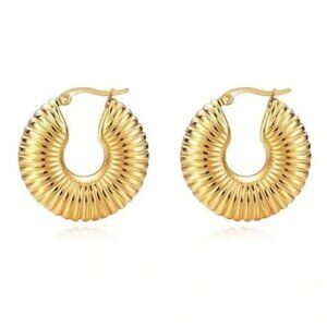 Lightweight cult gaia 14k Gold plated Earrings Elegant Chunky Hoops
